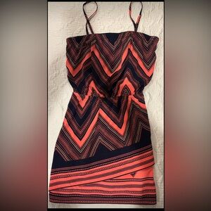 Express orange and navy blue Zigzag Mini Dress